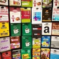 Frugal Man: ‘Bah, Humbug!’ to Gift Cards at Christmas Gift card display at a store