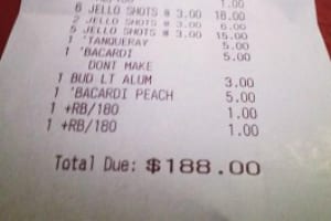 Expensive Receipt for Night Out