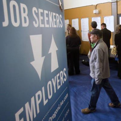 Job seekers at unemployment lines