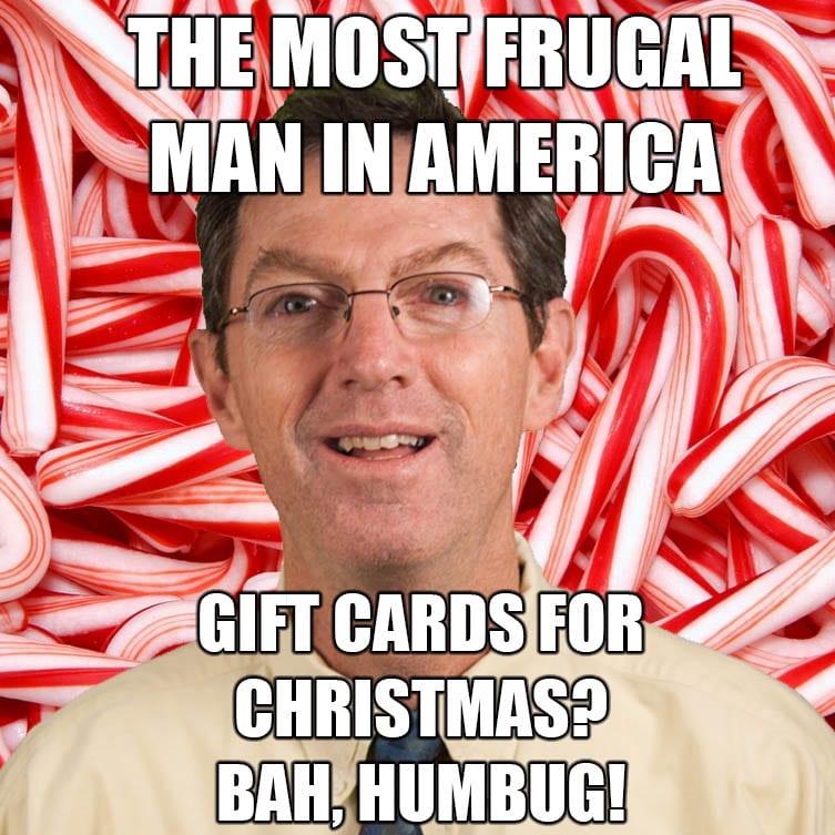 Frugal Man Christmas meme with candy canes