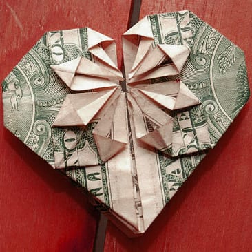 Origami money heart