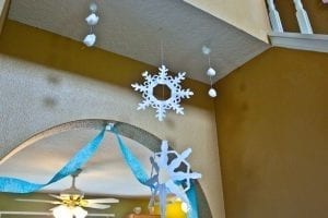 paper snowflakes and cotton snow