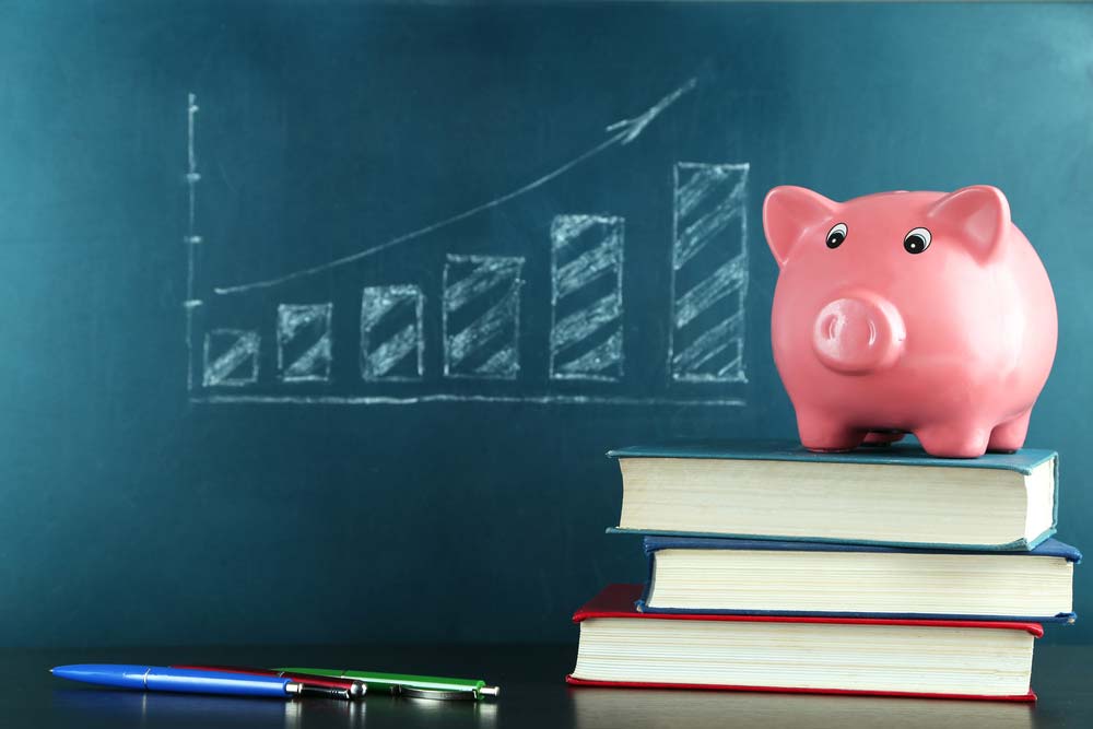 Cost of College Piggy Bank Graph