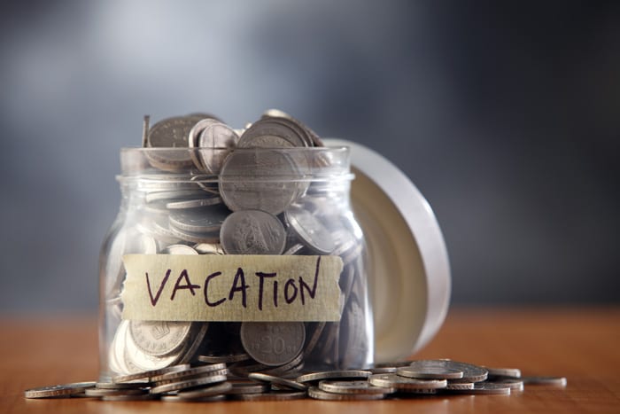 Jar of money dedicated for family vacation