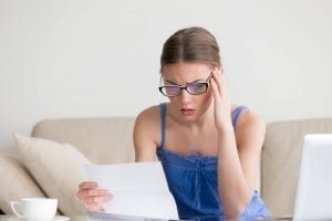 woman stressed about bills