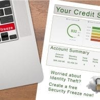 New Law Allows Credit Freeze Credit report next to a laptop to freeze credit checks