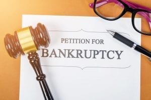 Petition for Bankruptcy papers and gavel