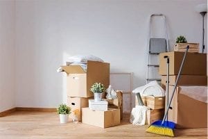 Household items packed and ready to move out after divorce
