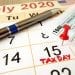 Calendar with July 15 marked as tax day