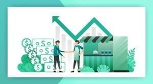 Illustration of small business making sales and increasing profits