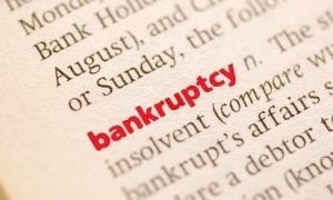 Dictionary definition of bankruptcy. Close up view, soft focus