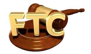 3D Model of letters "FTC" with a gavel behind them