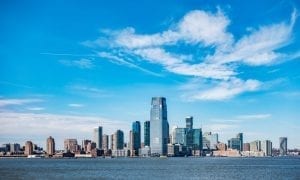 Panoramic photo of New Jersey skylines taken from other side of river