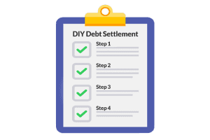 Clipboard with notes on DIY debt settlement