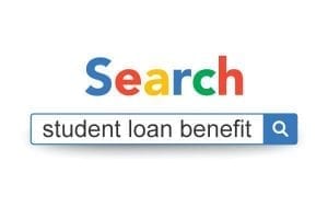 Google search bar with phrase student loan benefit