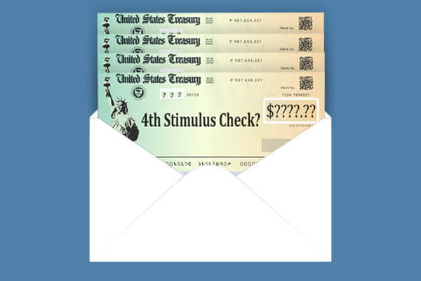Envelope containing four stimulus checks