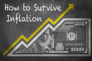 Chalkboard with guide on how to survive inflation