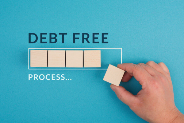 Debt Free words on a graphic
